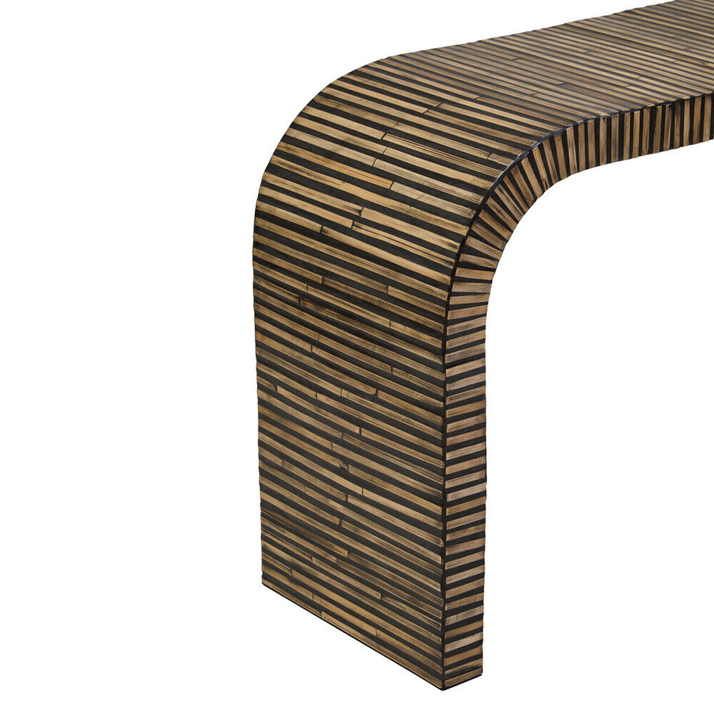 Orsina Bambusa Curved Bamboo Console Table – Natural Inlay Design