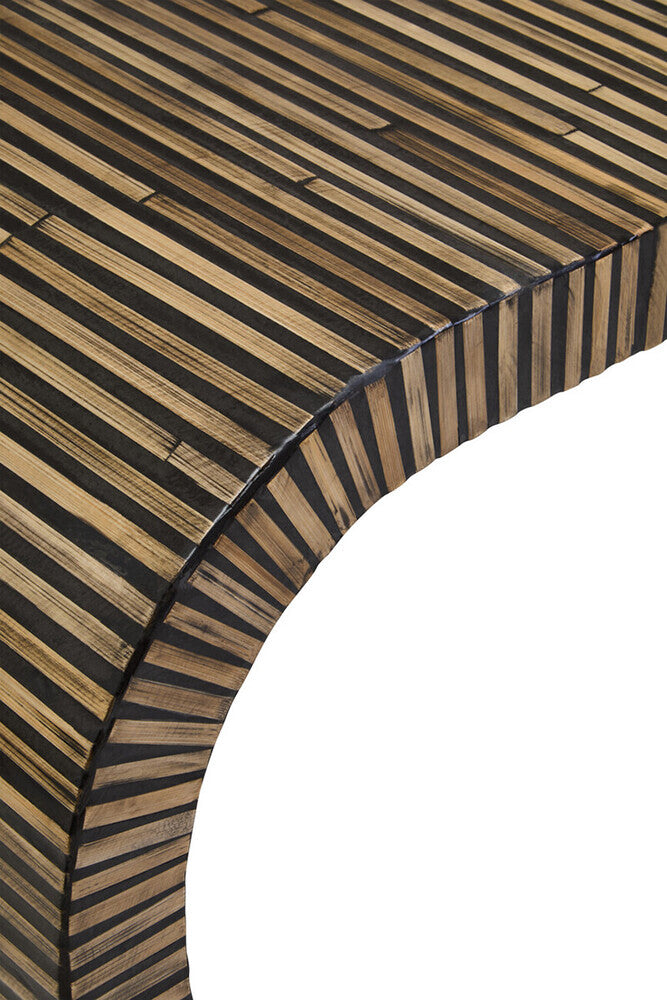 Orsina Bambusa Curved Bamboo Console Table – Natural Inlay Design