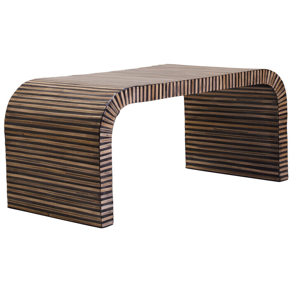 Orsina Curved Bamboo Inlay Coffee Table – Natural Finish Oval Design