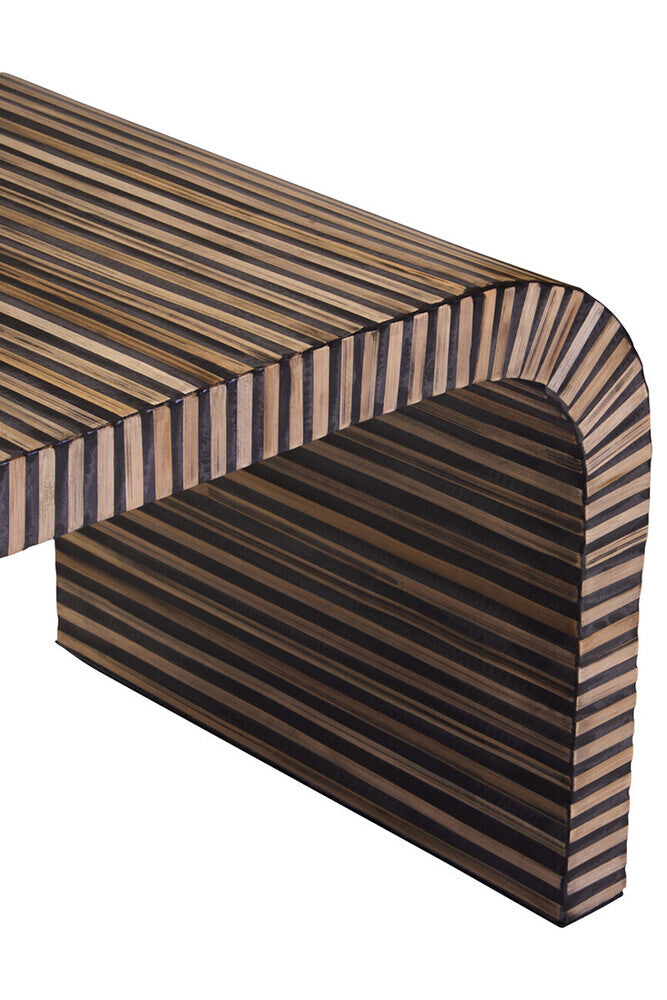 Orsina Curved Bamboo Inlay Coffee Table – Natural Finish Oval Design