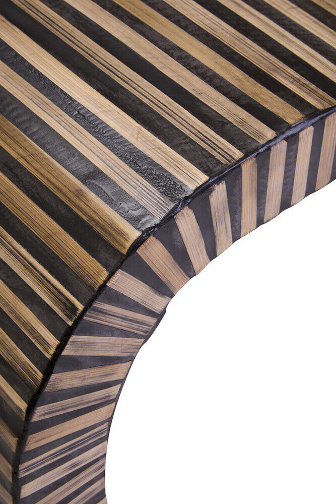 Orsina Curved Bamboo Inlay Coffee Table – Natural Finish Oval Design
