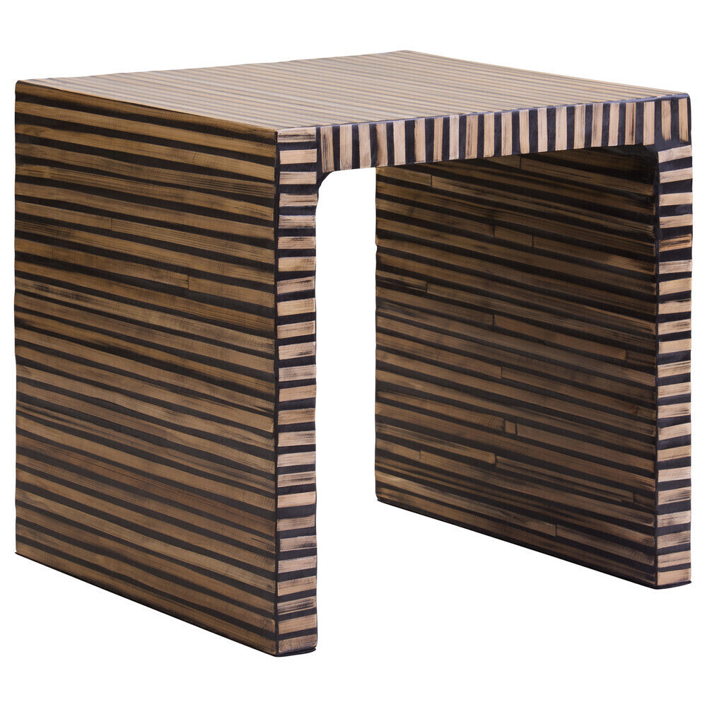 Orsina Bambusa Bamboo Inlay Side Table – Round Japandi Bedside Table
