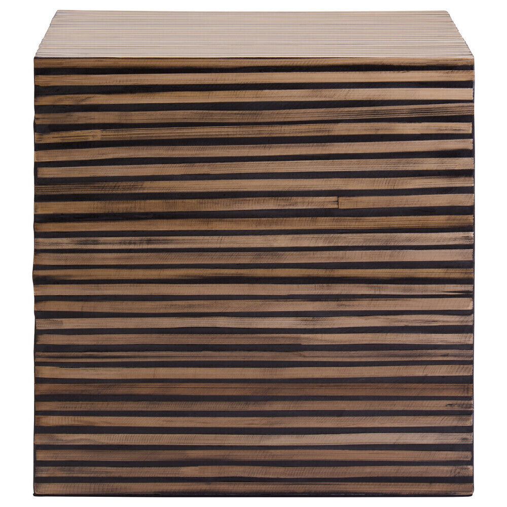 Orsina Bambusa Bamboo Inlay Side Table – Round Japandi Bedside Table