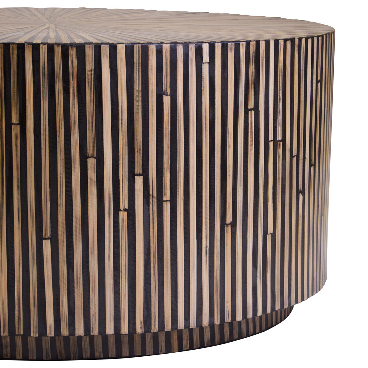 Orsina Round Bamboo Coffee Table – 90cm Natural Sunburst Inlay