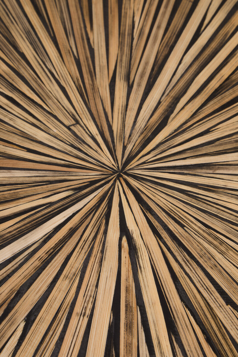 Orsina Round Bamboo Coffee Table – 90cm Natural Sunburst Inlay