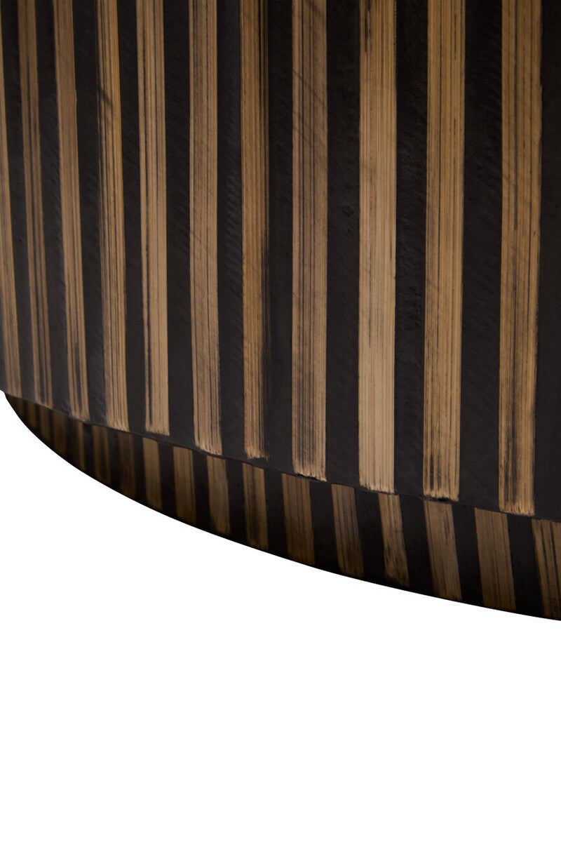 Orsina Round Bamboo Coffee Table – 90cm Natural Sunburst Inlay