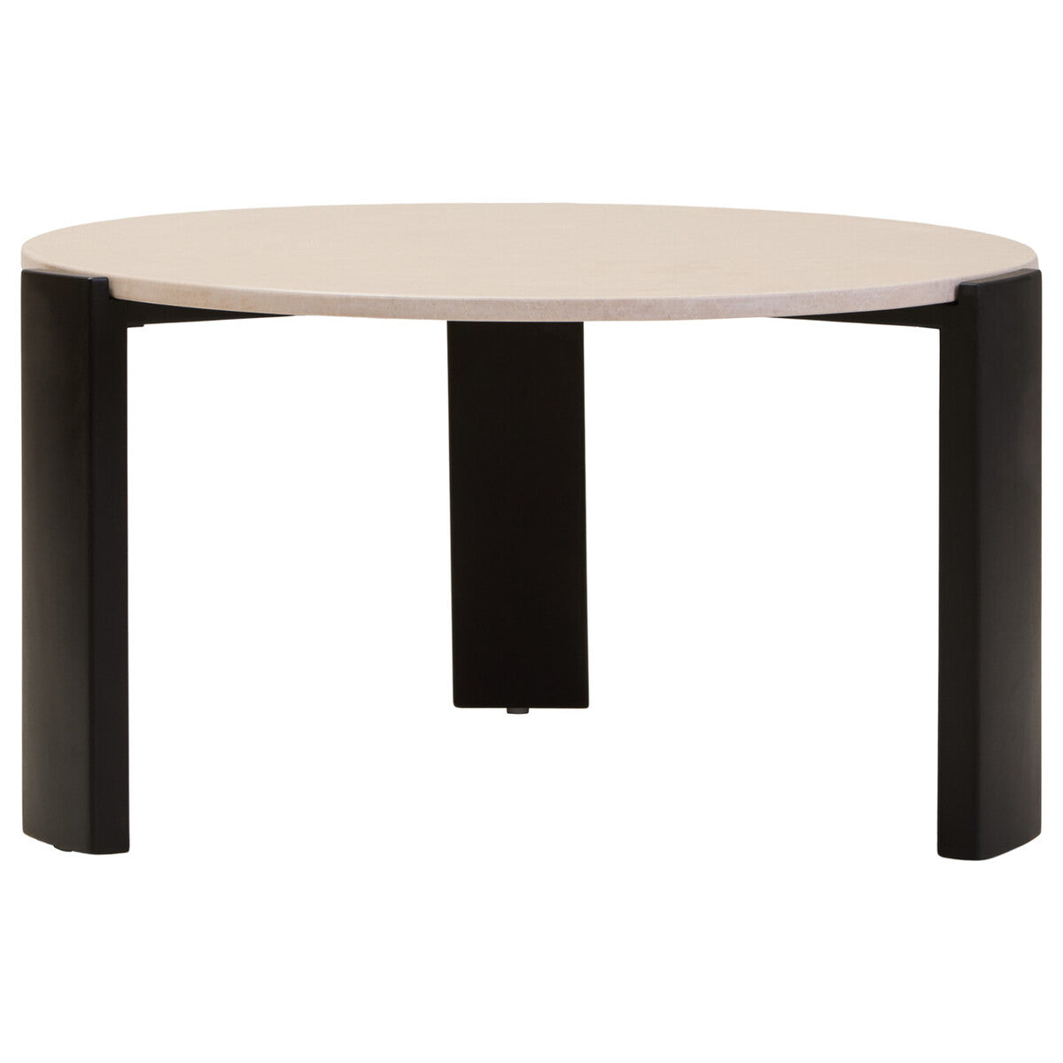 Orsina Palermo Round Cream Marble Coffee Table with Black Acacia Legs