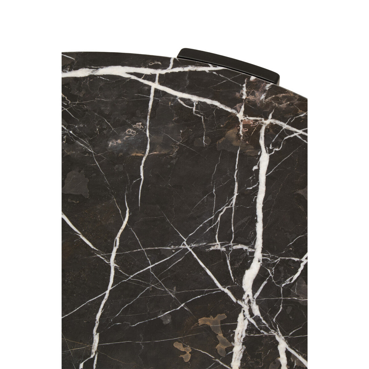 Orsina Palermo Round Black Marble Coffee Table with Acacia Legs