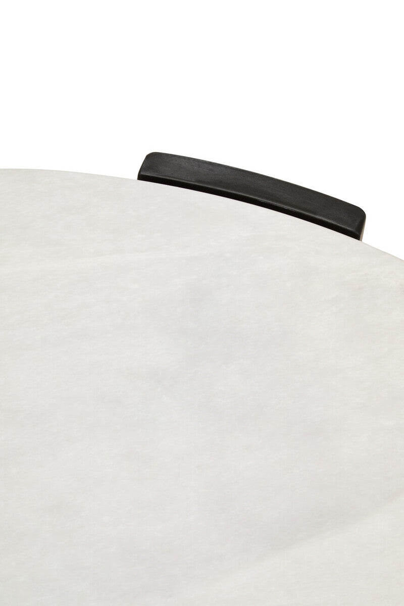 Orsina Palermo Large Round White Marble Coffee Table with Black Legs