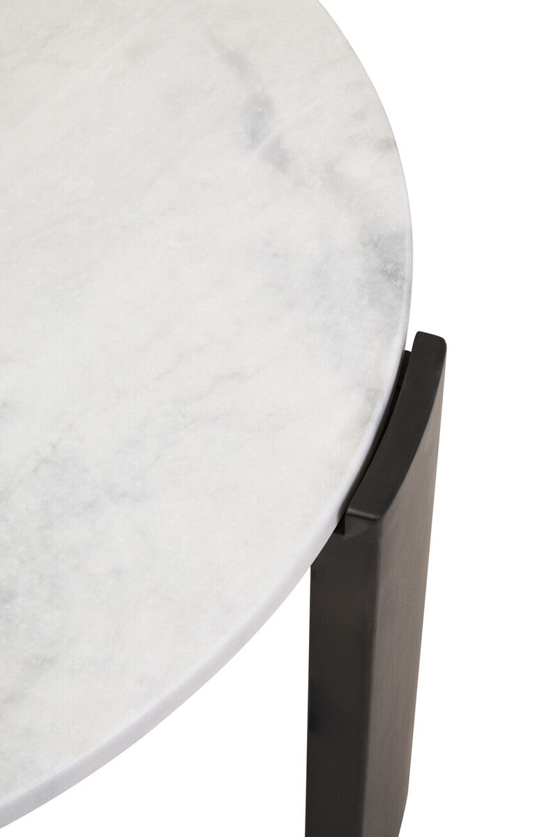 Orsina Palermo Large Round White Marble Coffee Table with Black Legs
