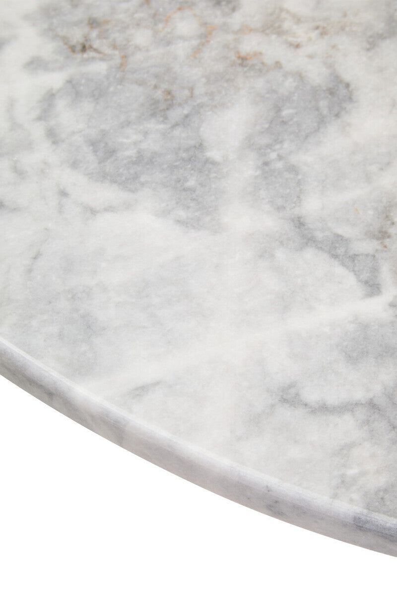 Orsina Palermo Large Round White Marble Coffee Table with Black Legs
