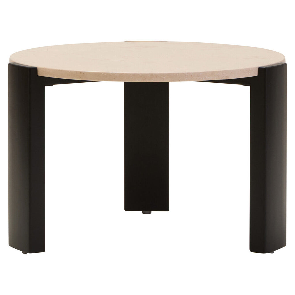 Orsina Palermo Round Cream Marble Coffee Table with Black Base