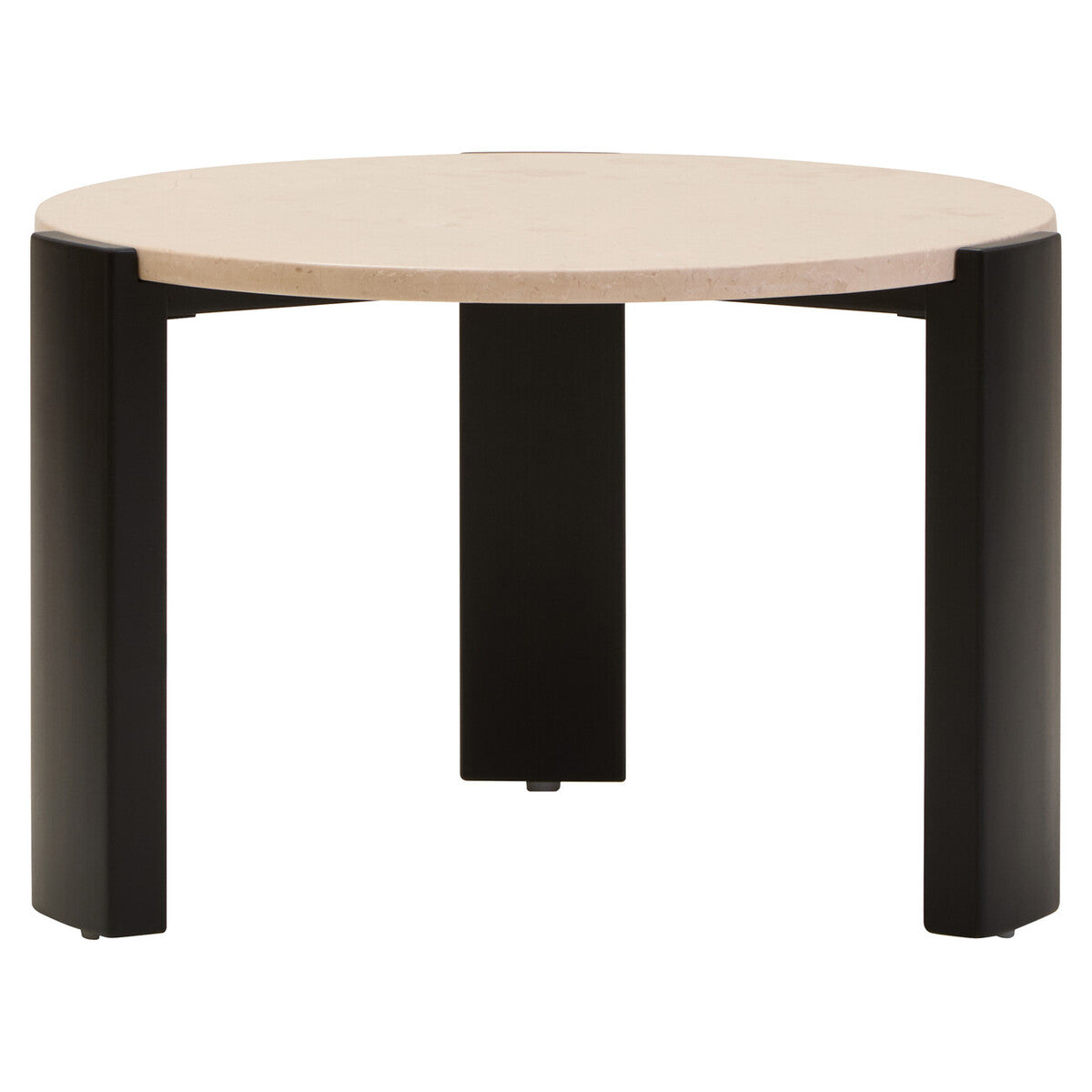 Orsina Palermo Round Cream Marble Coffee Table with Black Base