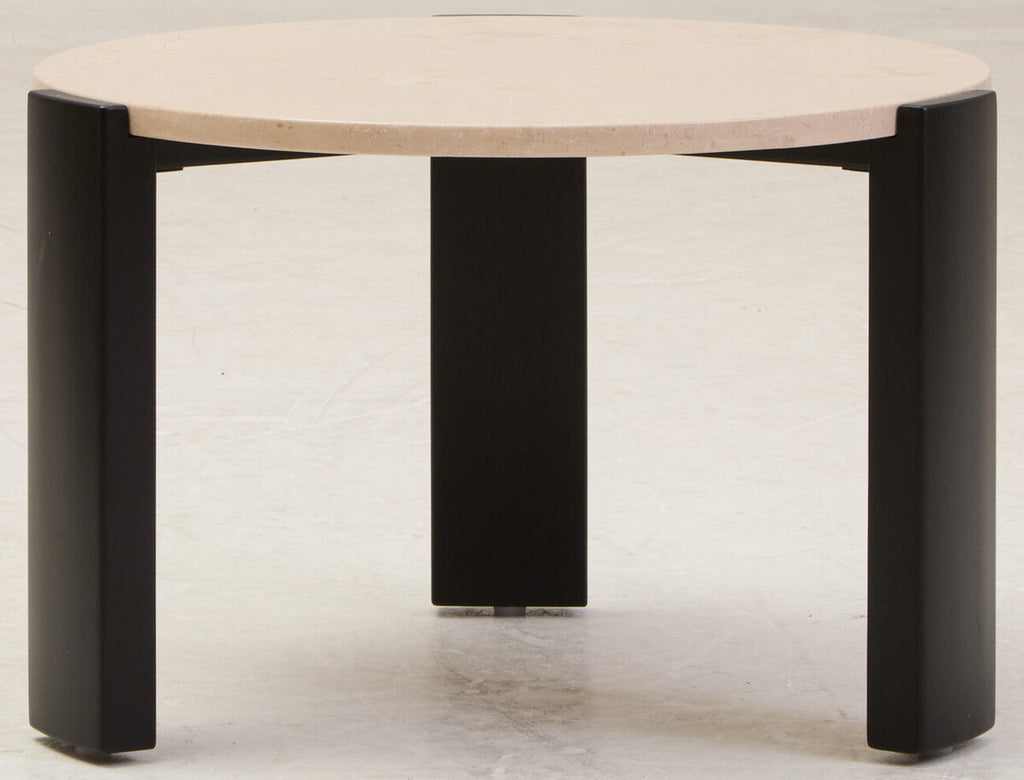 Orsina Palermo Round Cream Marble Coffee Table with Black Base