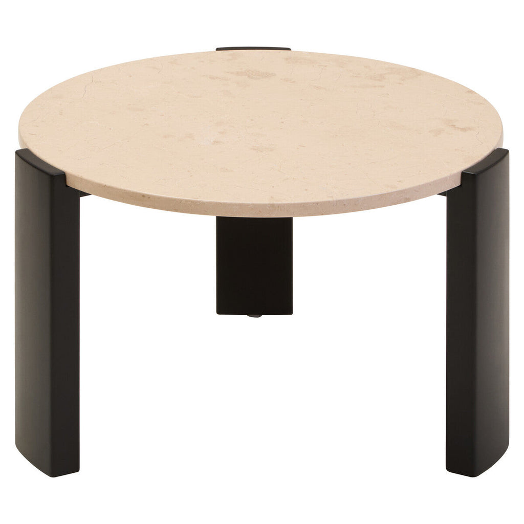 Orsina Palermo Round Cream Marble Coffee Table with Black Base
