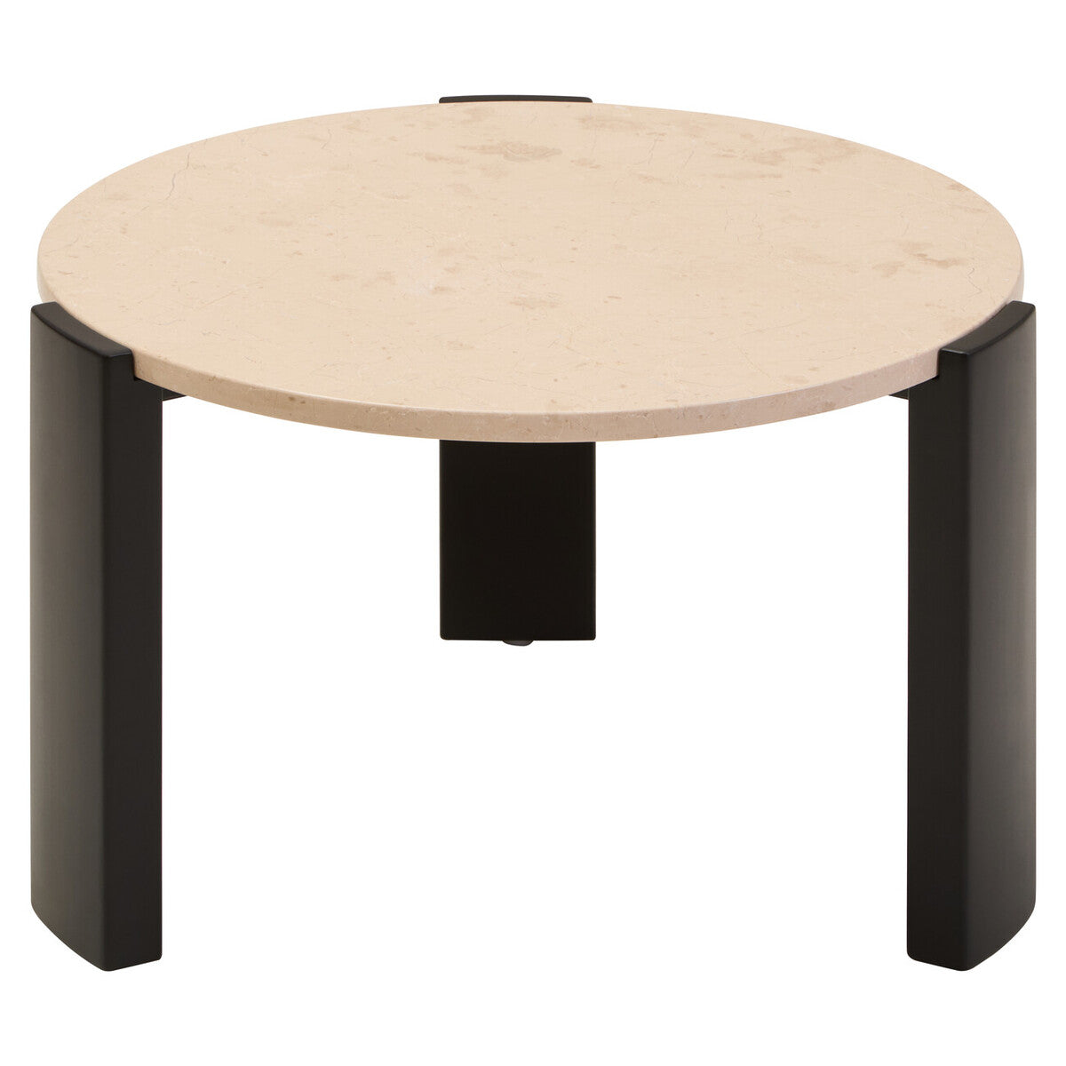 Orsina Palermo Round Cream Marble Coffee Table with Black Base