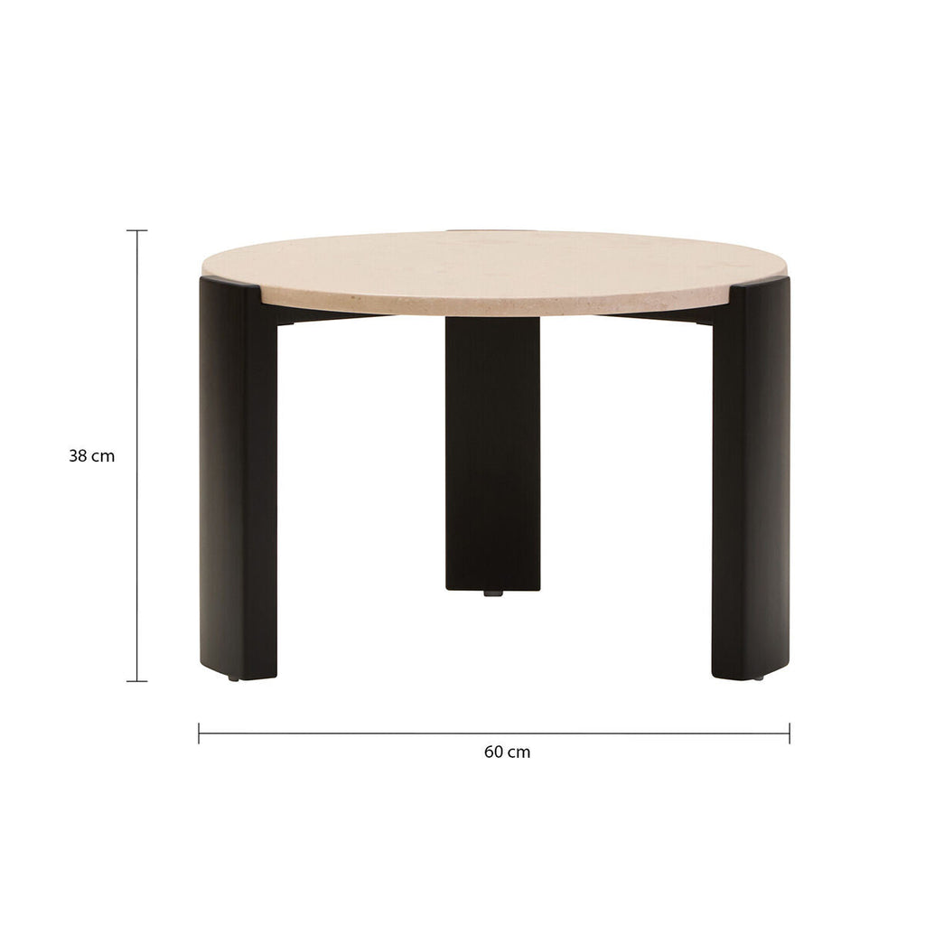 Orsina Palermo Round Cream Marble Coffee Table with Black Base