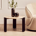 Orsina Palermo Round Cream Marble Coffee Table with Black Base