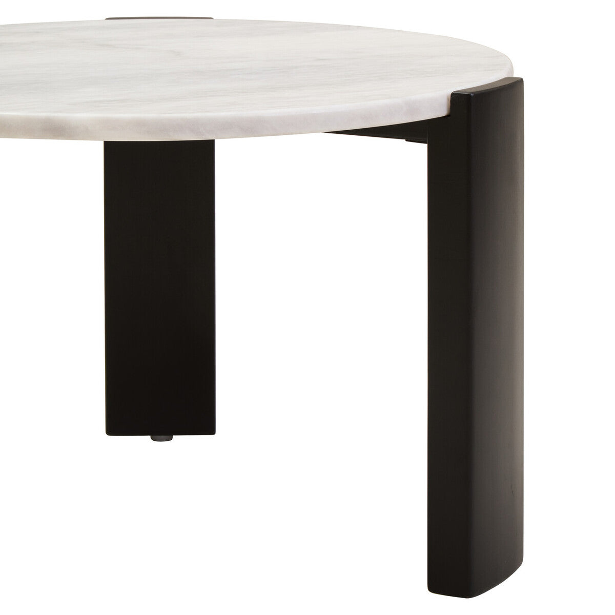 Orsina Palermo Round White Marble Coffee Table with Black Acacia Legs