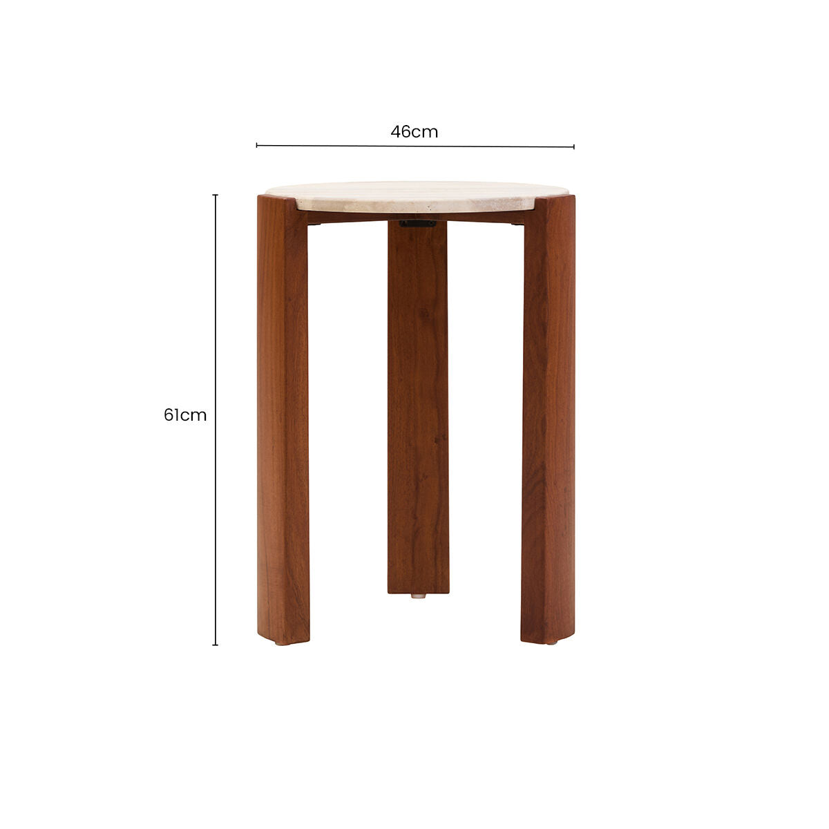 Orsina Palermo Round Travertine Side Table – Acacia Wood Base