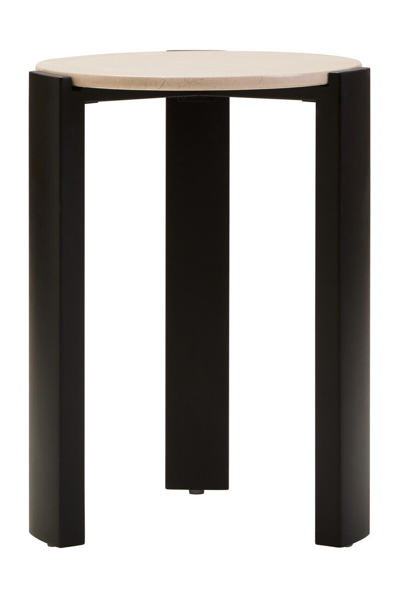 Orsina Palermo Round Side Table – Black & Cream Marble Top