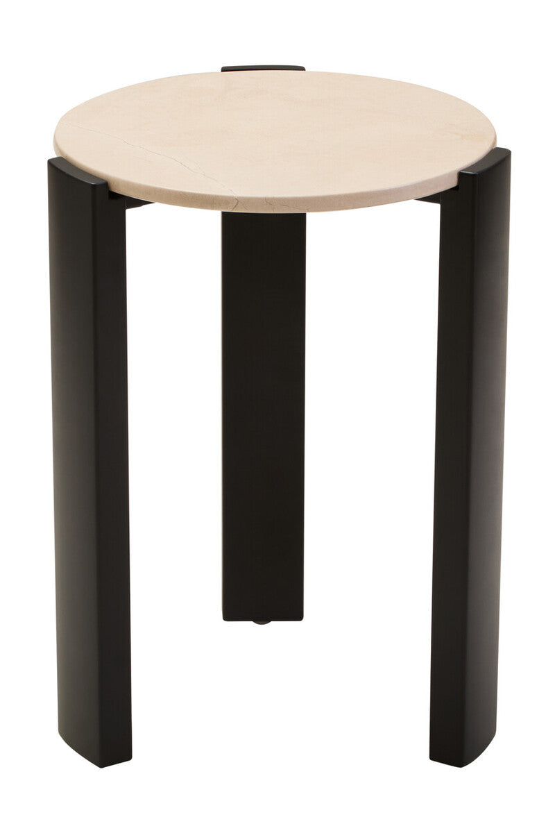Orsina Palermo Round Side Table – Black & Cream Marble Top