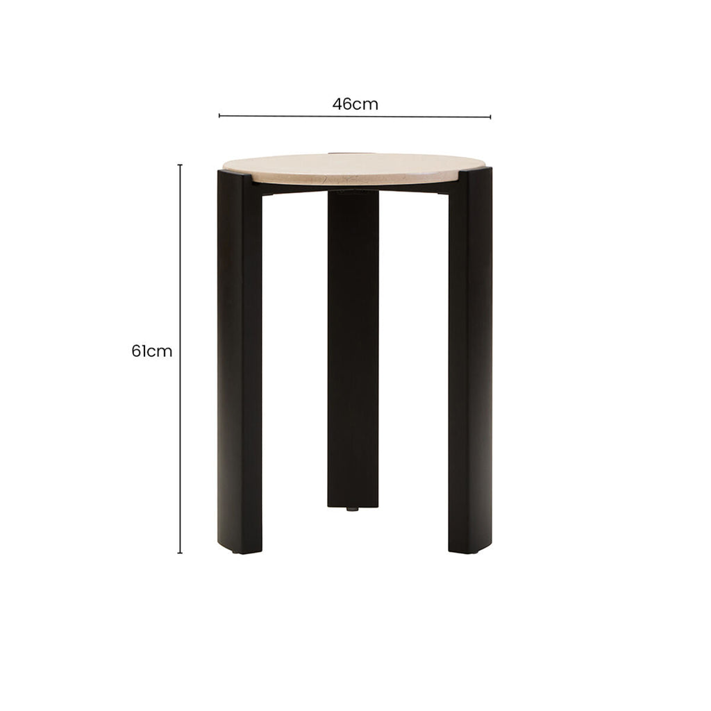 Orsina Palermo Round Side Table – Black & Cream Marble Top