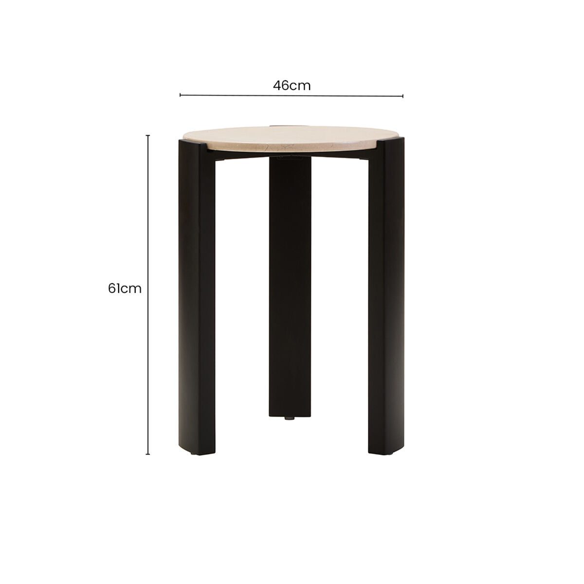 Orsina Palermo Round Side Table – Black & Cream Marble Top