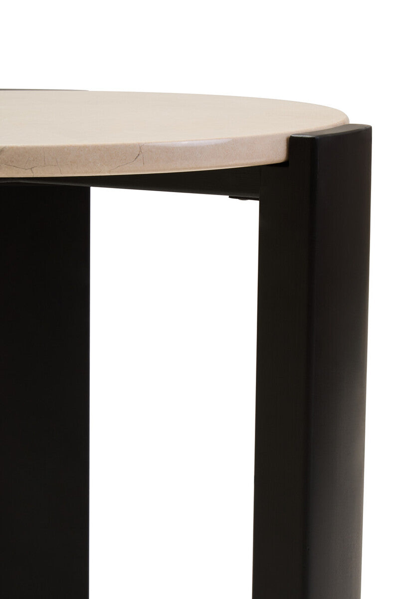 Orsina Palermo Round Side Table – Black & Cream Marble Top