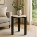 Orsina Palermo Round Side Table – Black & Cream Marble Top