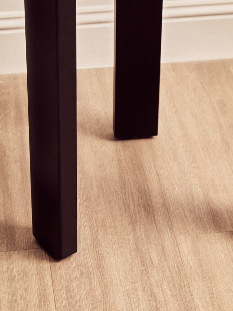Orsina Palermo Round White Marble Side Table with Black Wood Legs