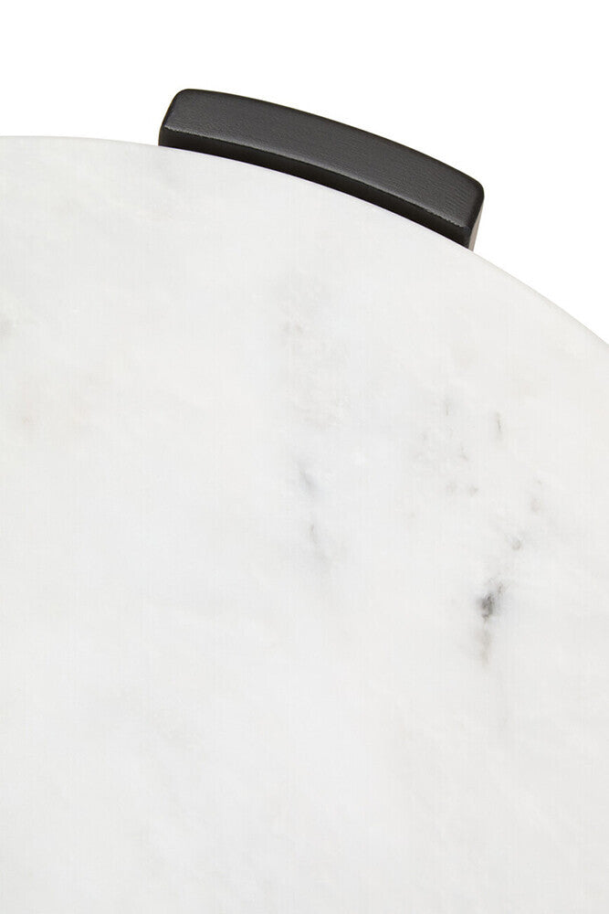 Orsina Palermo Round White Marble Side Table with Black Wood Legs