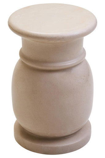 Orsina Zoro Cream Marble Stool and Side Table – Polished Stone