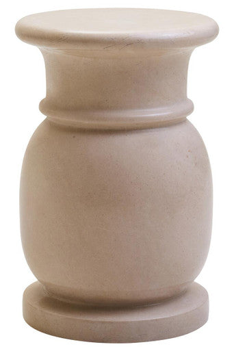 Orsina Zoro Cream Marble Stool and Side Table – Polished Stone