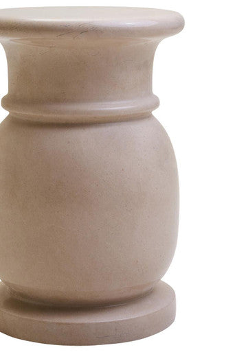 Orsina Zoro Cream Marble Stool and Side Table – Polished Stone