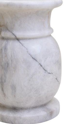 Orsina Zoro White Marble Stool and Side Table – Modern Stone Pedestal