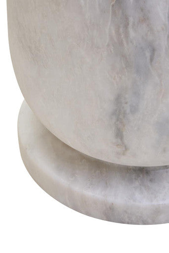 Orsina Zoro White Marble Stool and Side Table – Modern Stone Pedestal