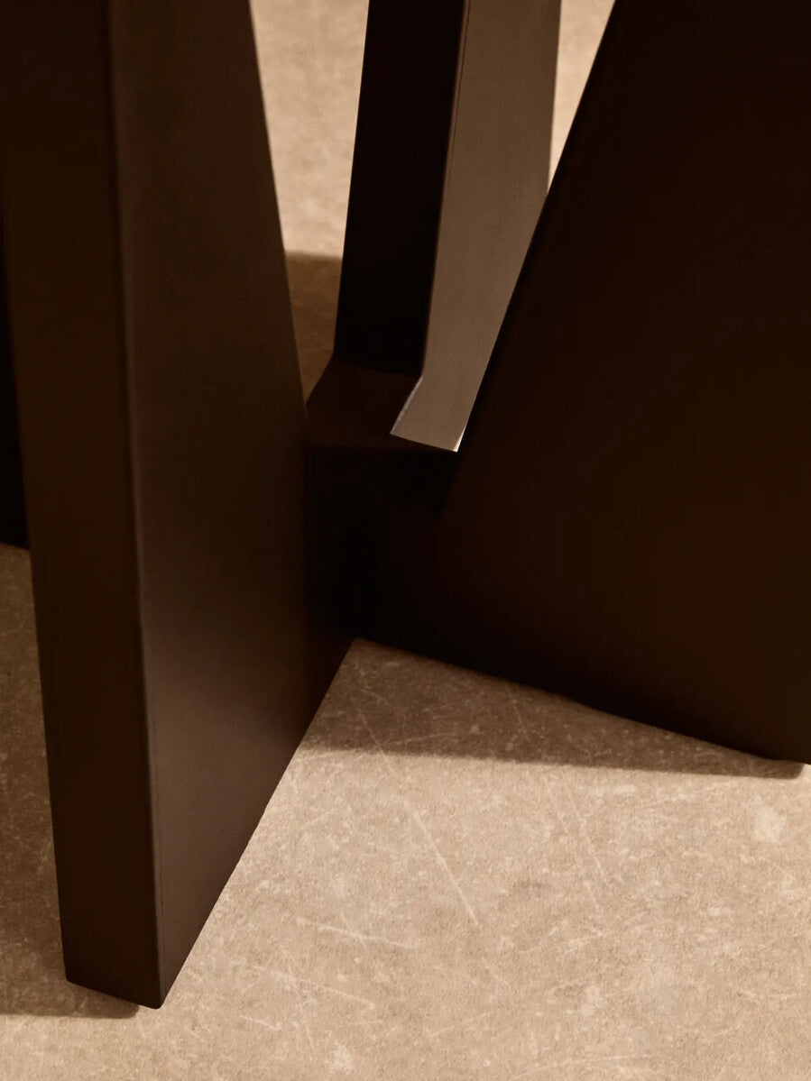 Orsina Walton Cream Travertine and Black Acacia Wood Side Table