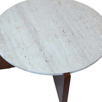 Orsina Walton Travertine Coffee Table – Brown Acacia Wood Geometric Frame