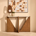 Orsina Walton Travertine Console Table – Brown Acacia Wood Frame