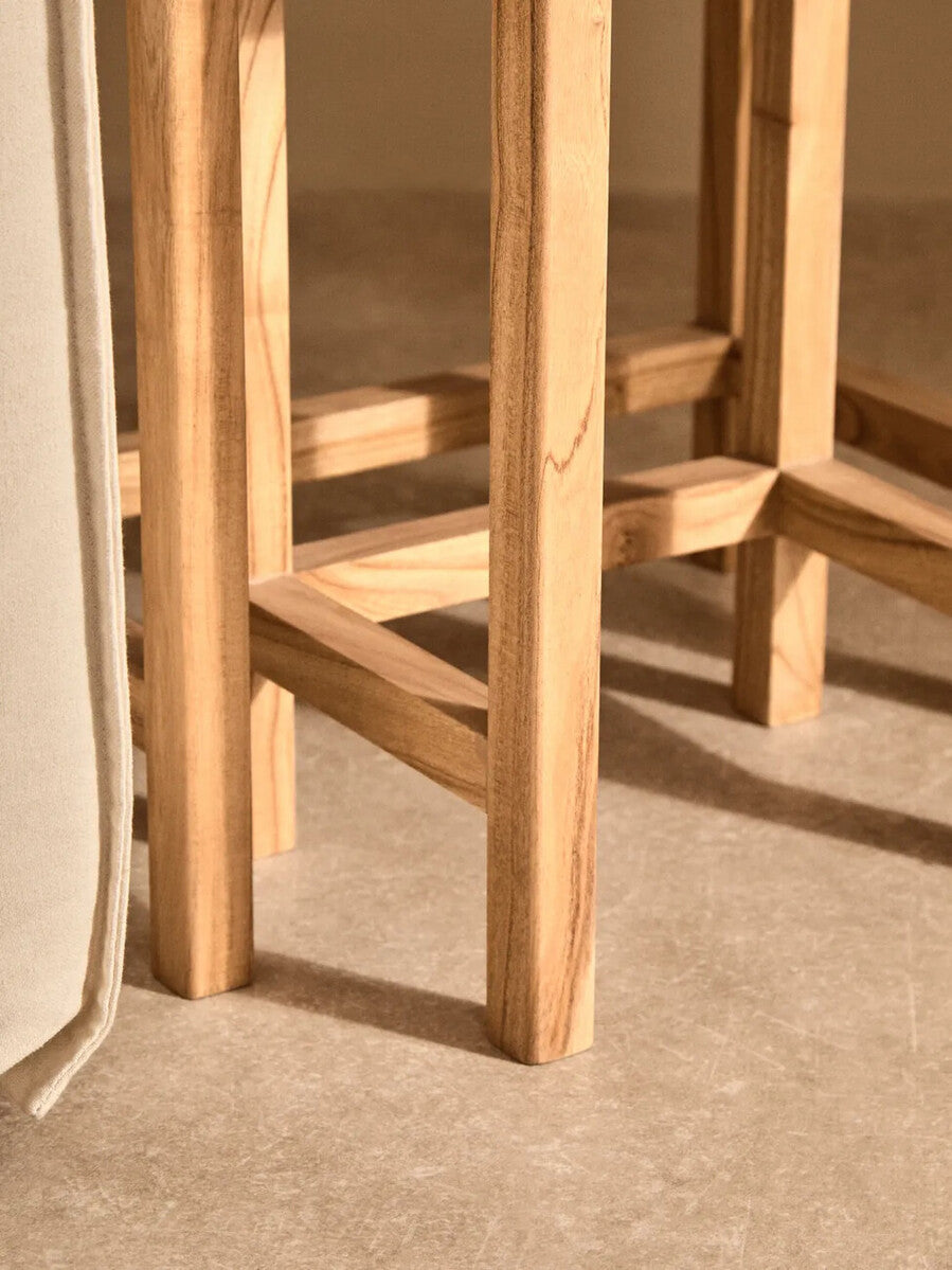 Orsina Womad Nesting Console Tables | Cream Travertine & Acacia Wood