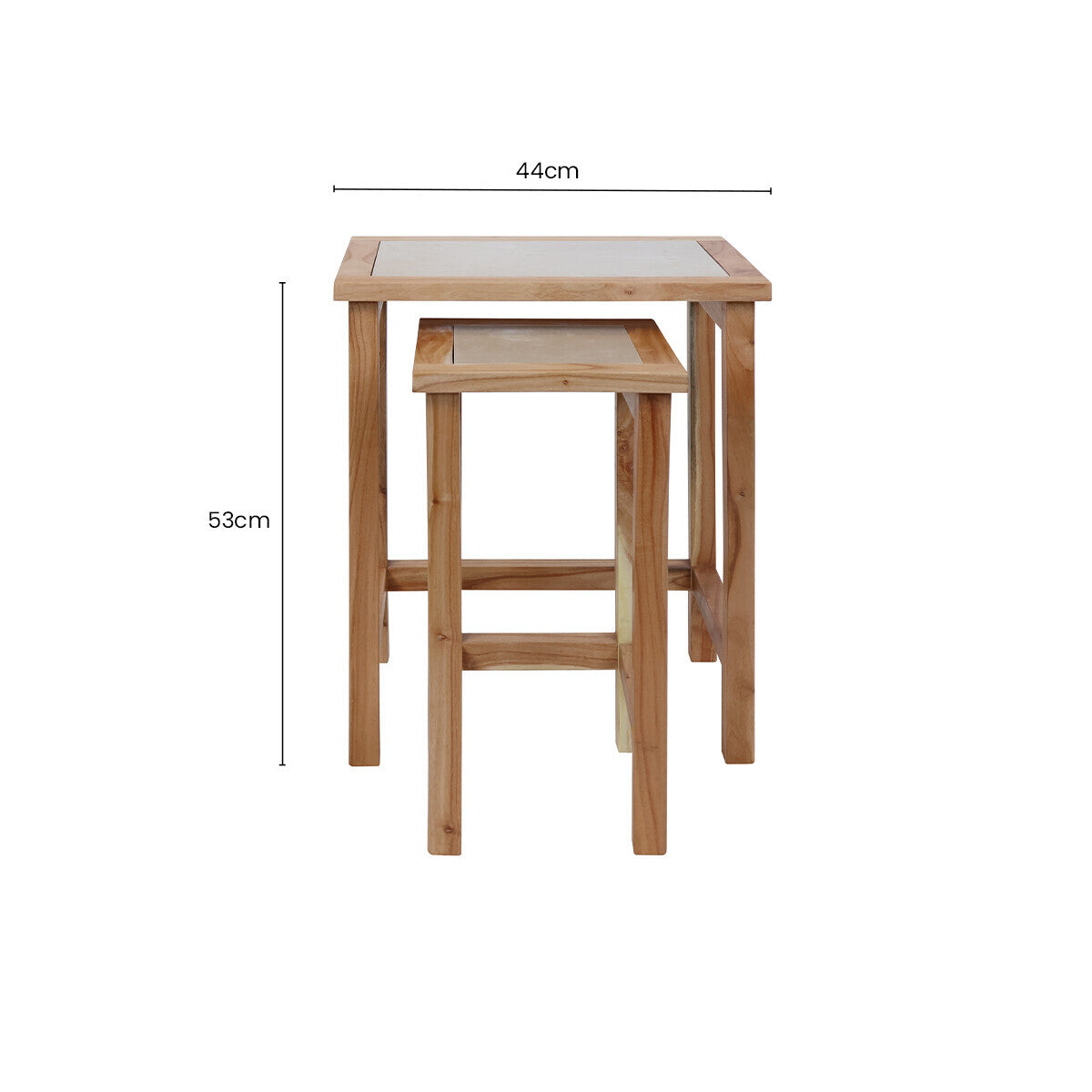 Orsina Cream Marble Nesting Side Tables – Set of 2 Natural Wood
