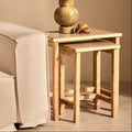 Orsina Cream Marble Nesting Side Tables – Set of 2 Wood Frame Tables