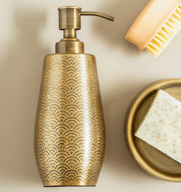 Orsina Allegra Aluminium Soap Dispenser – Champagne Gold Etched Finish