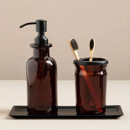 Orsina Allegra Kiara Brown Glass Soap Dispenser with Black Pump
