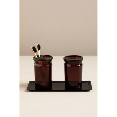 Orsina Allegra Kiara Black Bathroom Tray – Modern Vanity Organizer