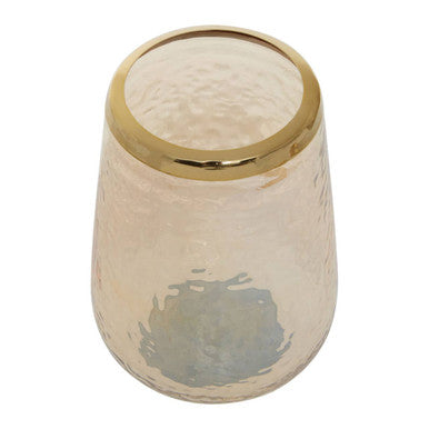 Allegra Glass Bathroom Tumbler | Orsina Gold Rim Textured Organizer