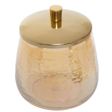Orsina Allegra Glass Bathroom Jar – Textured Vanity Storage with Gold Lid