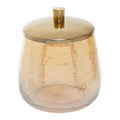 Orsina Allegra Glass Bathroom Jar – Textured Vanity Storage with Gold Lid