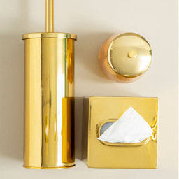 Orsina Allegra Glass Bathroom Jar – Textured Vanity Storage with Gold Lid
